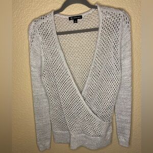 White House Black Market Light Gray V-Neck Sweater